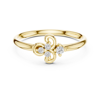 Organic Curve Diamond Ring | Floral Gold Design | Elegant Engagement Jewelry With Soft Sparkle