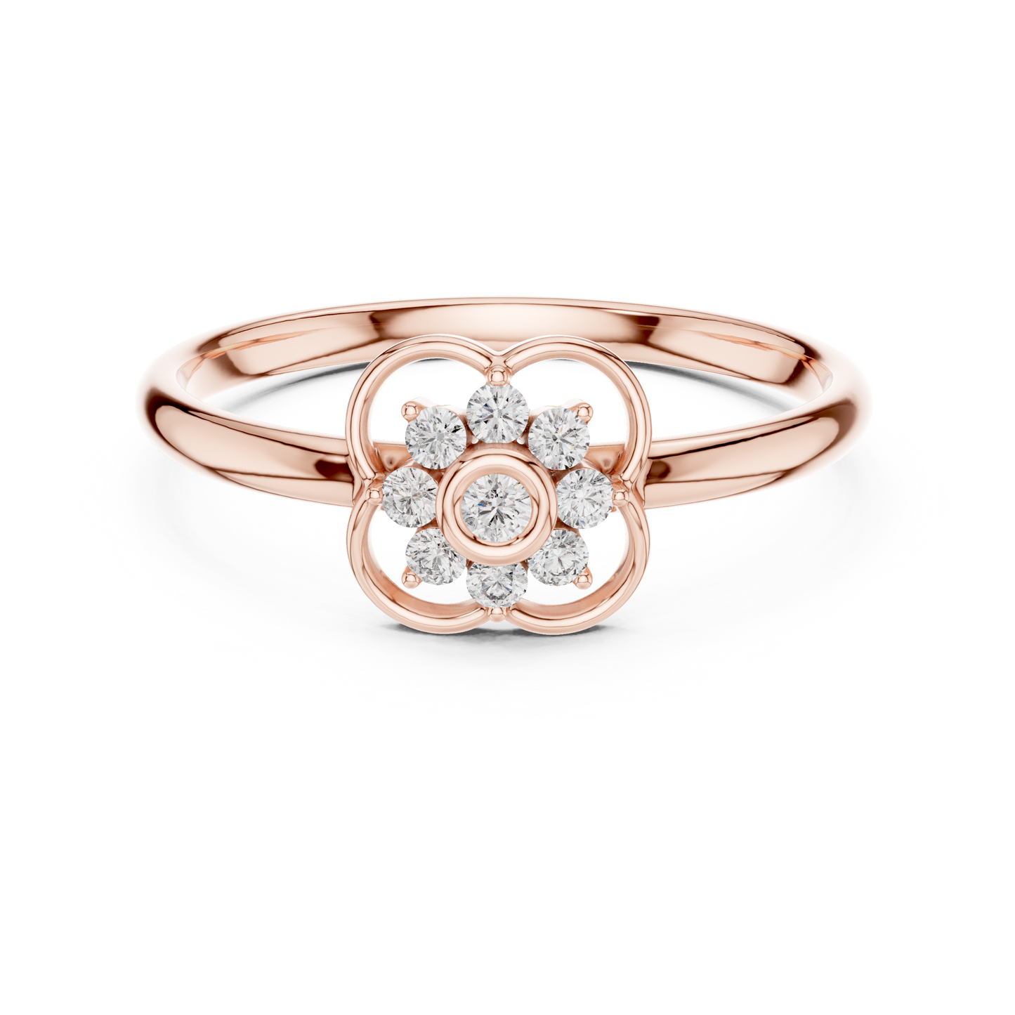 Diamond florets aligned in a futuristic halo redefining elegance through architectural restraint