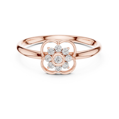 Diamond florets aligned in a futuristic halo redefining elegance through architectural restraint