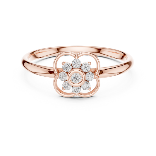 Diamond florets aligned in a futuristic halo redefining elegance through architectural restraint