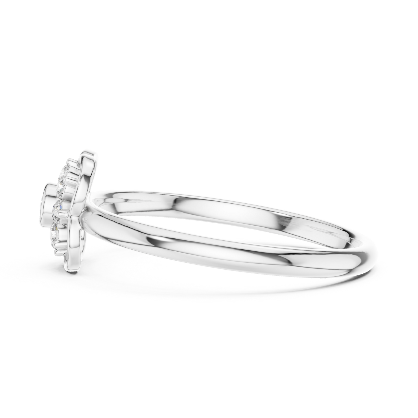 Diamond florets aligned in a futuristic halo redefining elegance through architectural restraint