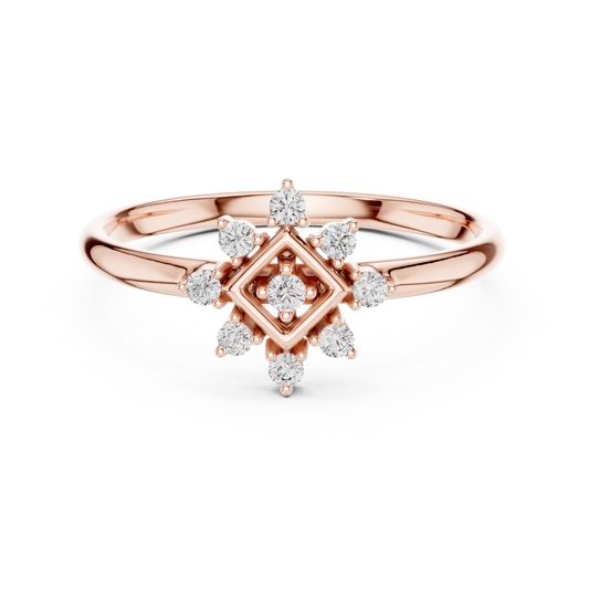 Sparkling Diamond Cluster - Classic Gold Band - Designed For Everlasting Love - Exquisite Gold Craft - A Statement Of Timeless Elegance