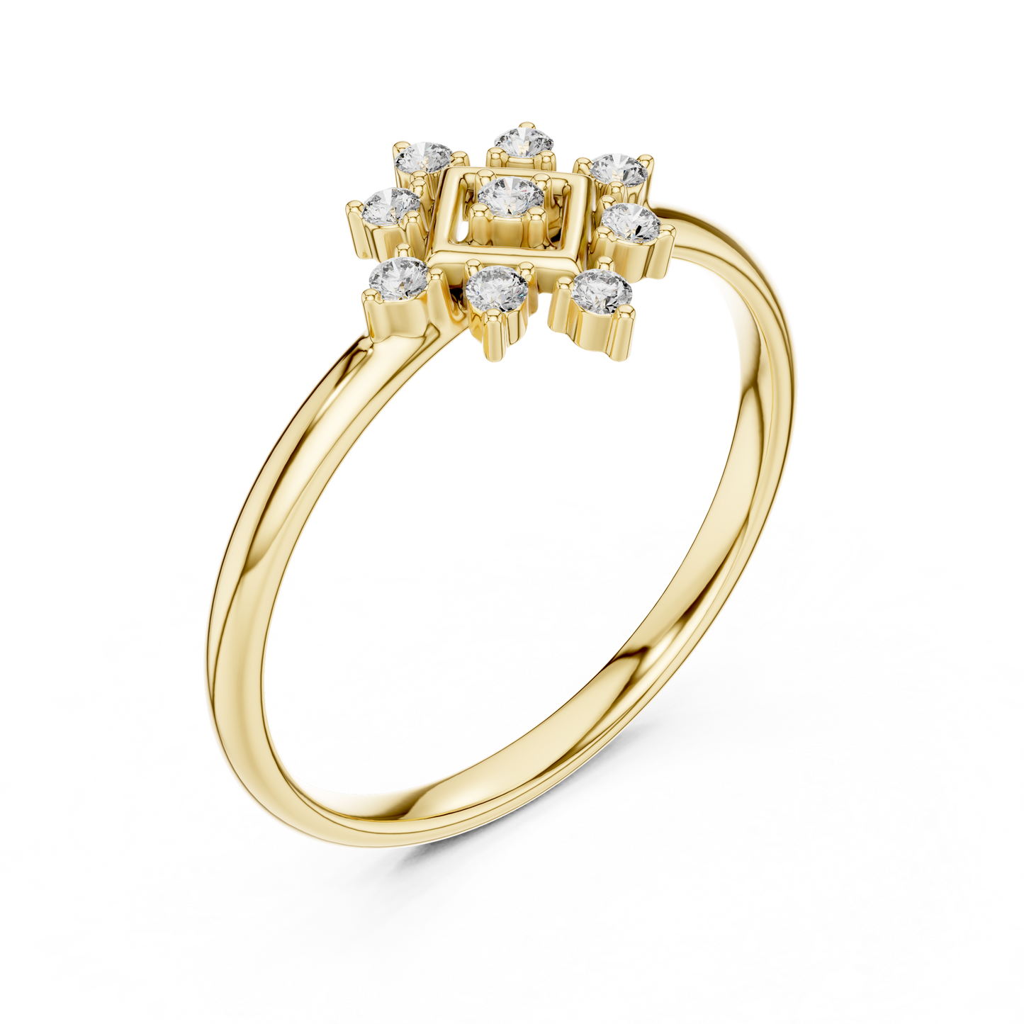 Sparkling Diamond Cluster - Classic Gold Band - Designed For Everlasting Love - Exquisite Gold Craft - A Statement Of Timeless Elegance