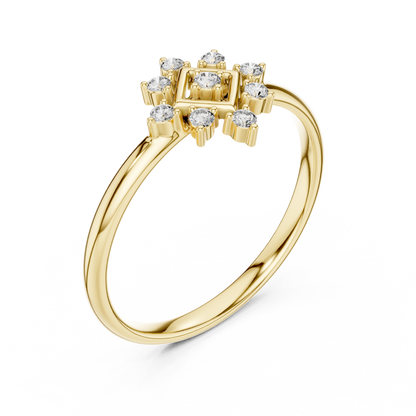 Sparkling Diamond Cluster - Classic Gold Band - Designed For Everlasting Love - Exquisite Gold Craft - A Statement Of Timeless Elegance