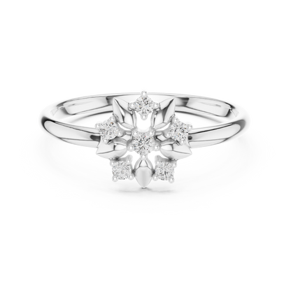 Shine brighter every moment - Diamond floral 925 Sterling Silver  ring - Crafted to impress forever elegantly