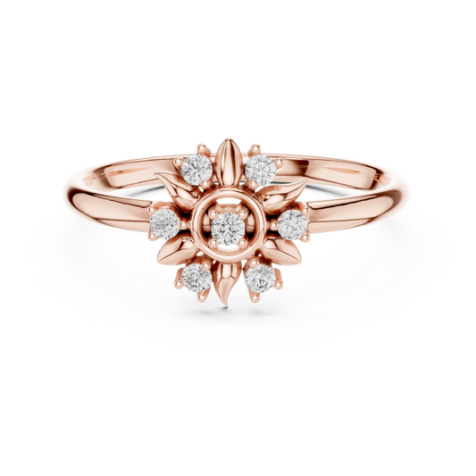 Classic Flower Diamond Ring | Shiny 925 Sterling Silver  Elegant Finish | Statement Fine Jewelry For Women