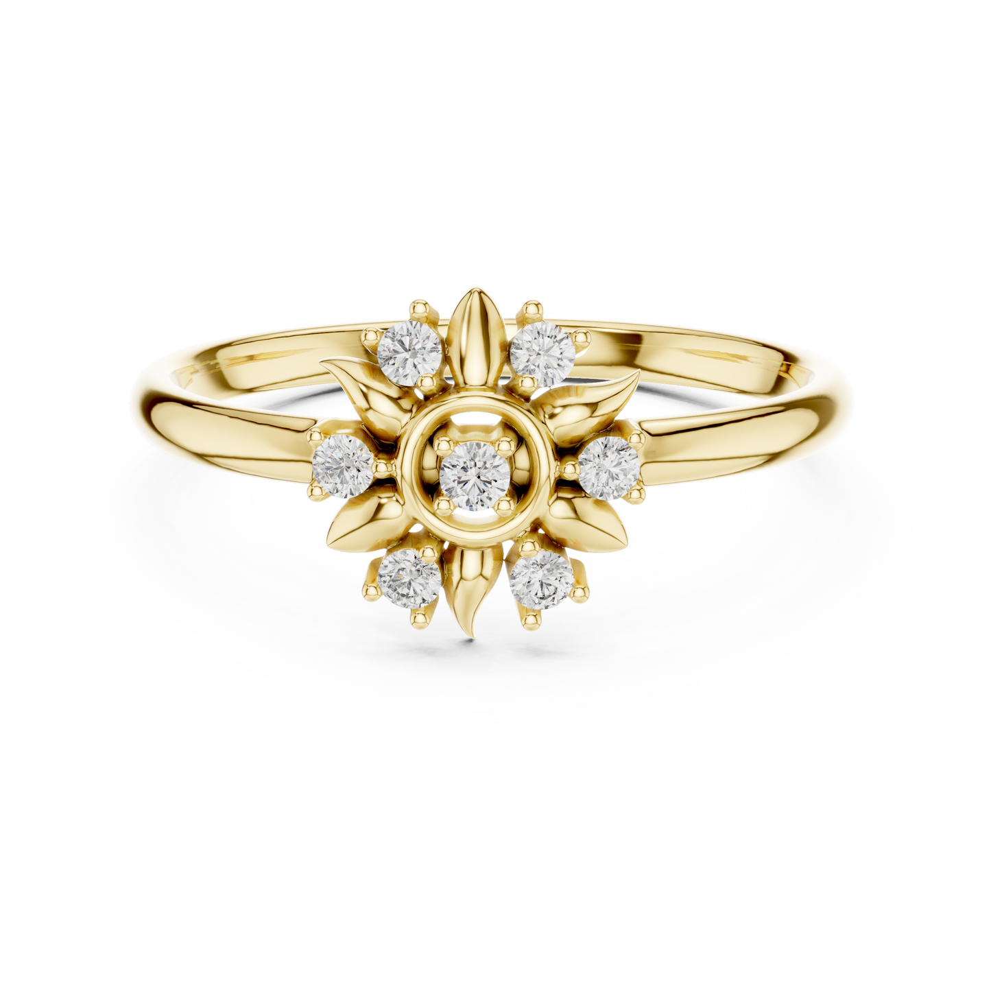 Classic Flower Diamond Ring | Shiny 925 Sterling Silver  Elegant Finish | Statement Fine Jewelry For Women