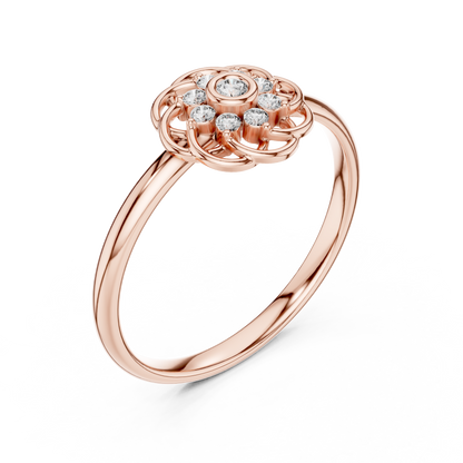 Designer Flower Diamond Ring | Luxury Silver Gold Plated Creation | Statement Jewelry For Elegant Women