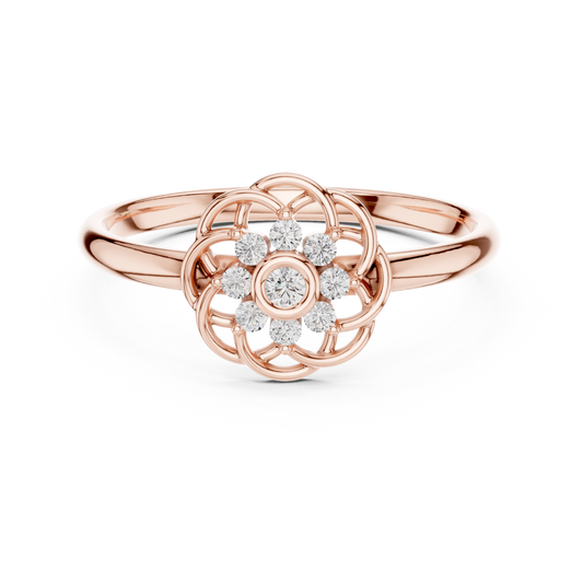 Designer Flower Diamond Ring | Luxury Silver Gold Plated Creation | Statement Jewelry For Elegant Women