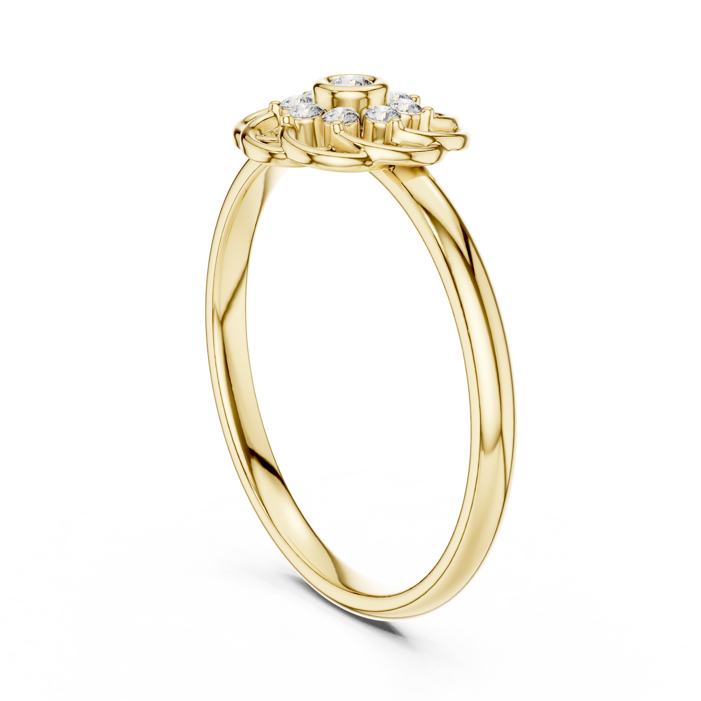 Designer Flower Diamond Ring | Luxury Silver Gold Plated Creation | Statement Jewelry For Elegant Women