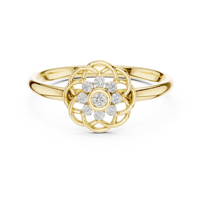 Designer Flower Diamond Ring | Luxury Silver Gold Plated Creation | Statement Jewelry For Elegant Women