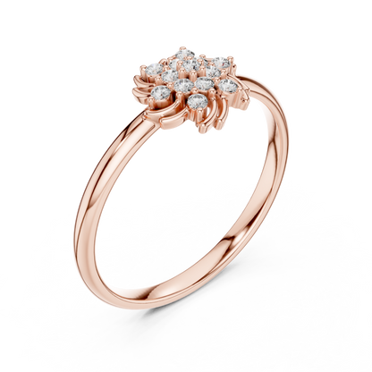 Designer Floral Diamond Ring | Premium Silver Gold Plated Elegance | Crafted For Endless Sparkle Moments