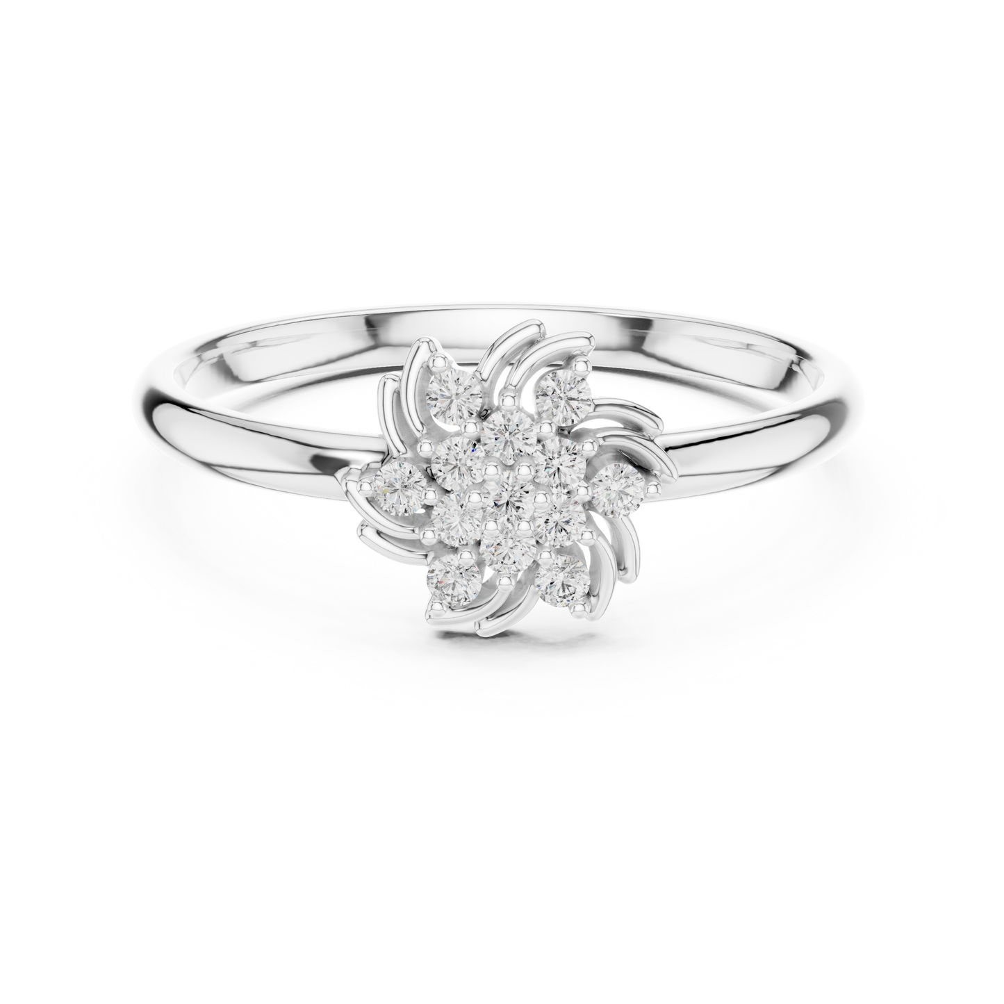 Designer Floral Diamond Ring | Premium Silver Gold Plated Elegance | Crafted For Endless Sparkle Moments