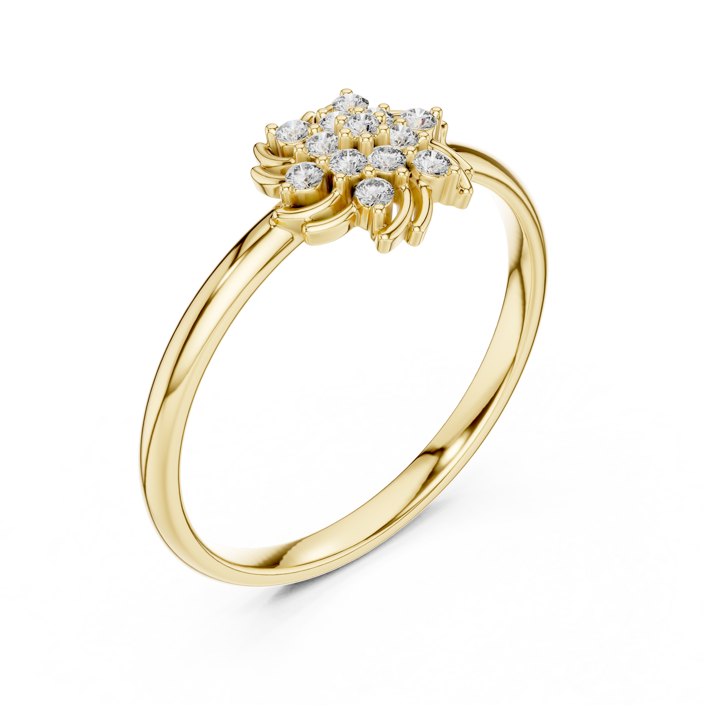 Designer Floral Diamond Ring | Premium Silver Gold Plated Elegance | Crafted For Endless Sparkle Moments