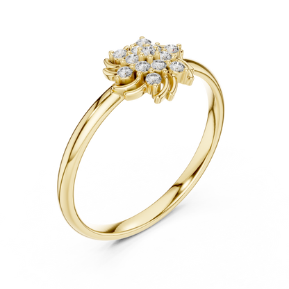 Designer Floral Diamond Ring | Premium Silver Gold Plated Elegance | Crafted For Endless Sparkle Moments