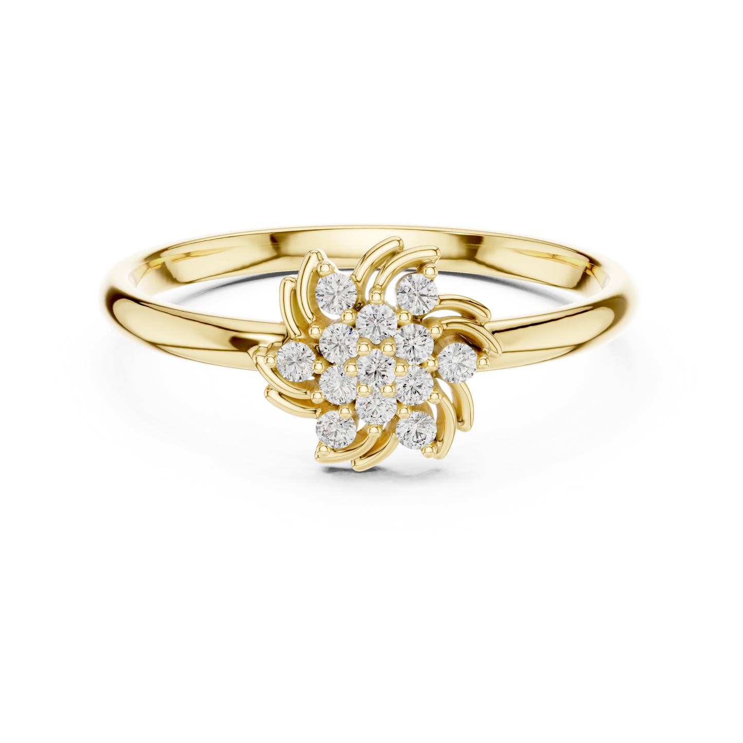 Designer Floral Diamond Ring | Premium Silver Gold Plated Elegance | Crafted For Endless Sparkle Moments