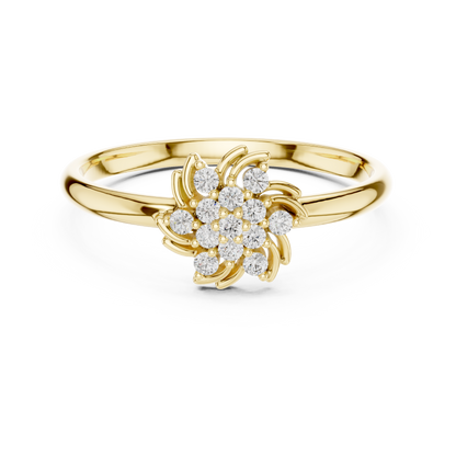 Designer Floral Diamond Ring | Premium Silver Gold Plated Elegance | Crafted For Endless Sparkle Moments