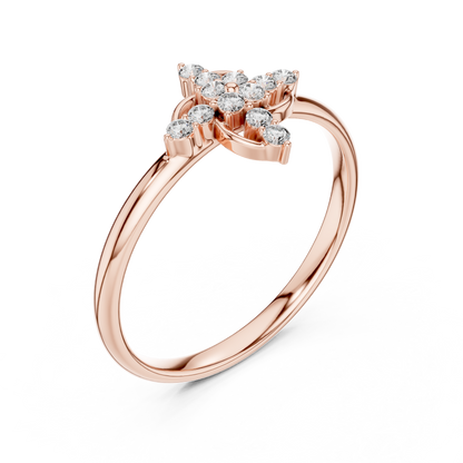 Opulent Cross Blossom | Diamond Silver Rose Plated Ring | Luxury Statement Everyday Wear