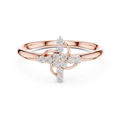Opulent Cross Blossom | Diamond Silver Rose Plated Ring | Luxury Statement Everyday Wear