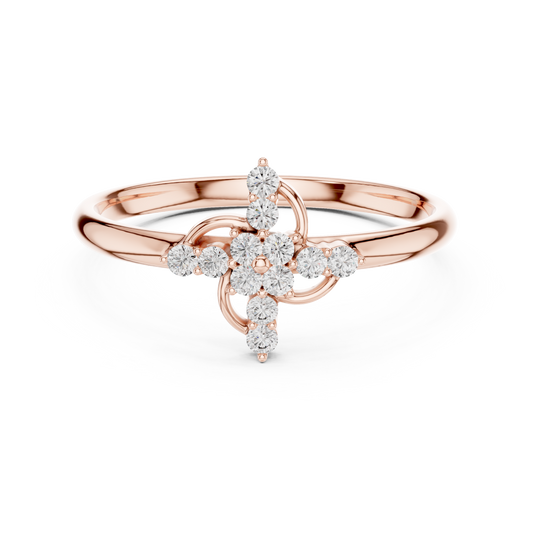 Opulent Cross Blossom | Diamond Gold Ring | Luxury Statement Everyday Wear
