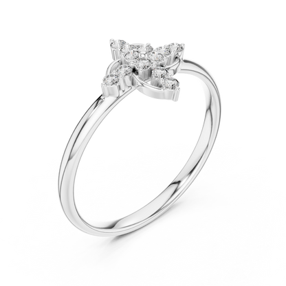 Opulent Cross Blossom | Diamond Silver Rose Plated Ring | Luxury Statement Everyday Wear