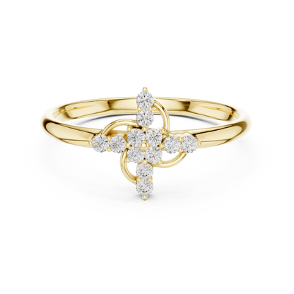 Opulent Cross Blossom | Diamond Silver Rose Plated Ring | Luxury Statement Everyday Wear
