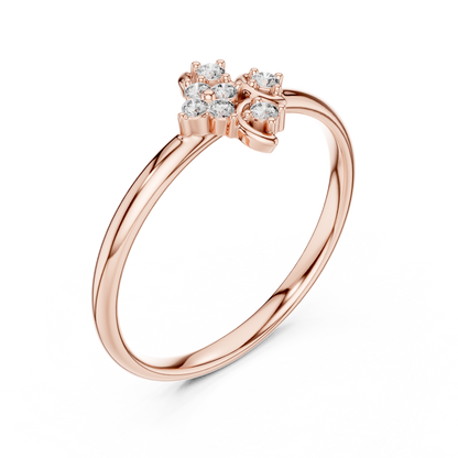 Delicate Flower Diamond Ring - Timeless Silver Gold Plated Minimal Style - Perfect For Daily Elegant Styling