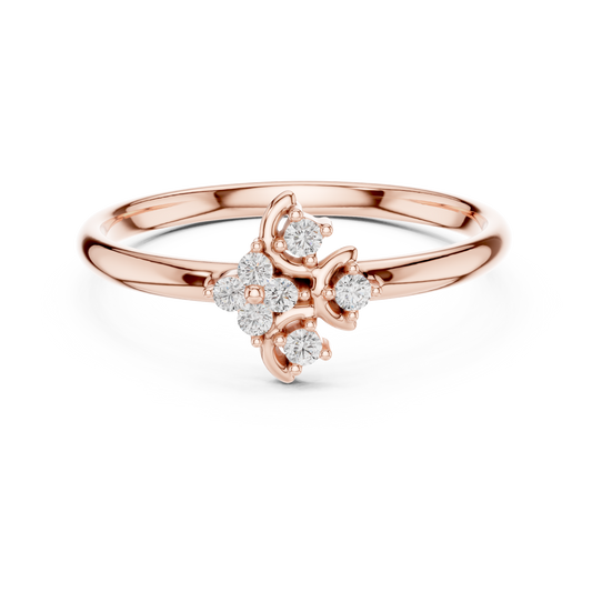 Delicate Flower Diamond Ring - Timeless Silver Gold Plated Minimal Style - Perfect For Daily Elegant Styling