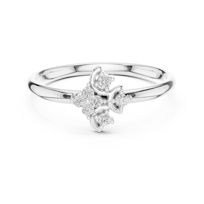 Delicate Flower Diamond Ring - Timeless Silver Gold Plated Minimal Style - Perfect For Daily Elegant Styling