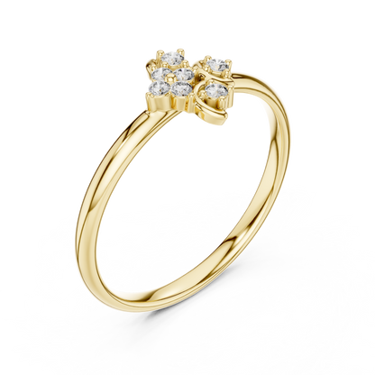 Delicate Flower Diamond Ring - Timeless Silver Gold Plated Minimal Style - Perfect For Daily Elegant Styling