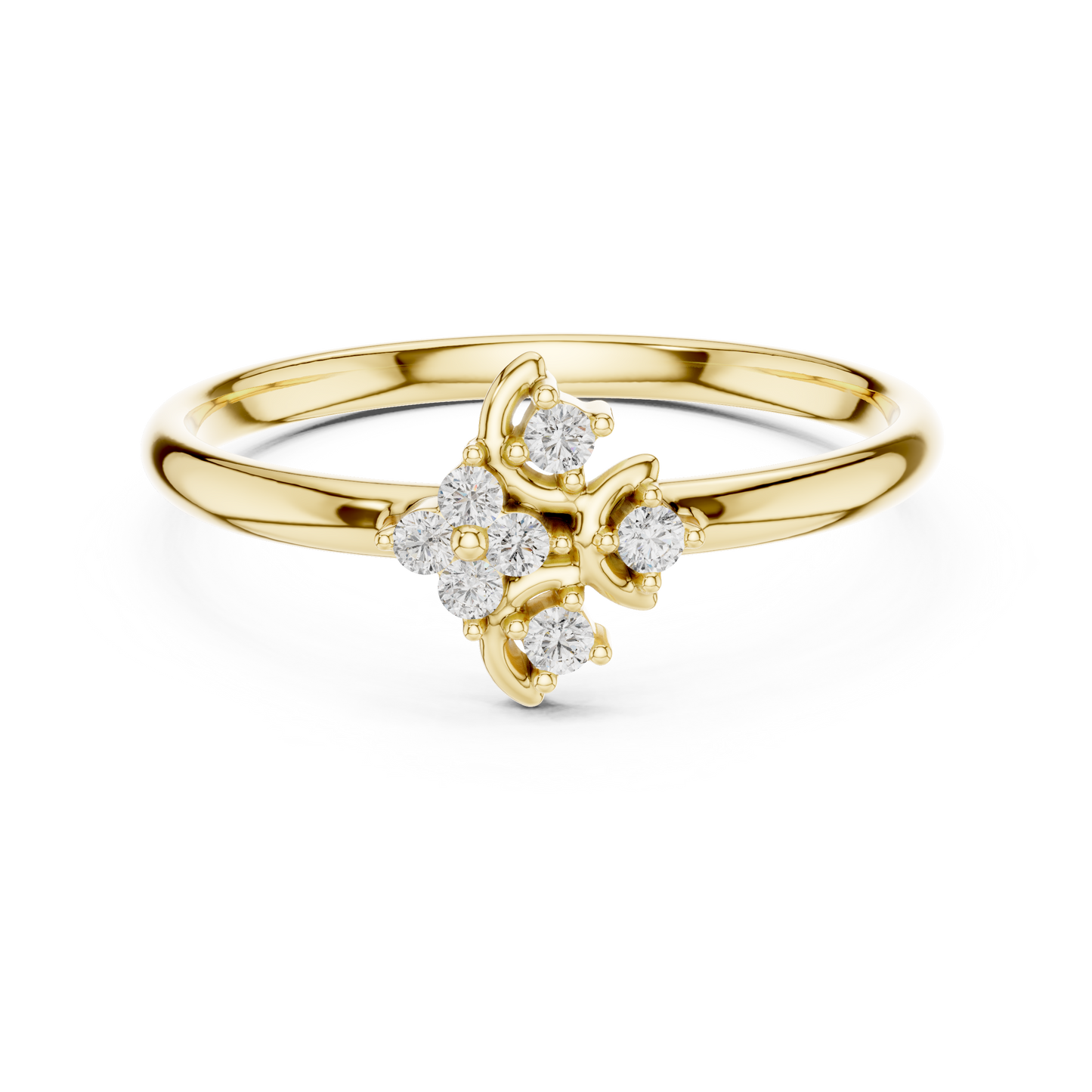 Delicate Flower Diamond Ring - Timeless Silver Gold Plated Minimal Style - Perfect For Daily Elegant Styling