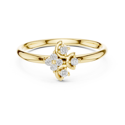 Delicate Flower Diamond Ring - Timeless Silver Gold Plated Minimal Style - Perfect For Daily Elegant Styling
