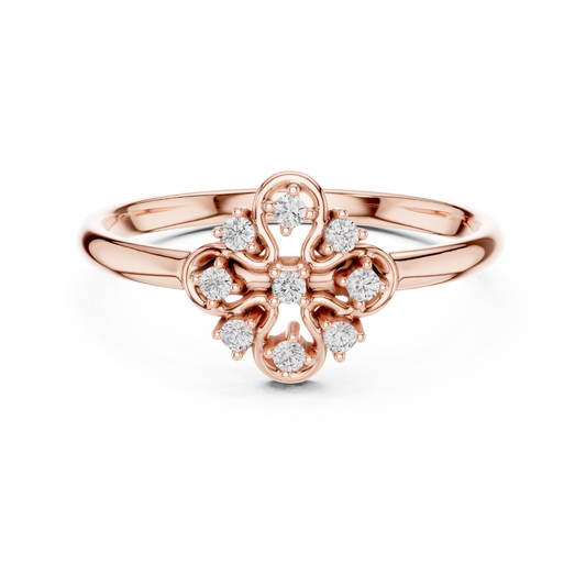 Vintage Floral Diamond Ring - Timeless 925 Sterling Silver Craftsmanship Style - Romantic Everyday Luxury Statement Jewelry