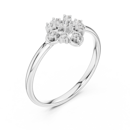 Vintage Floral Diamond Ring - Timeless 925 Sterling Silver Craftsmanship Style - Romantic Everyday Luxury Statement Jewelry