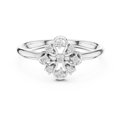 Vintage Floral Diamond Ring - Timeless 925 Sterling Silver Craftsmanship Style - Romantic Everyday Luxury Statement Jewelry