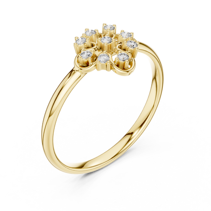 Vintage Floral Diamond Ring - Timeless 925 Sterling Silver Craftsmanship Style - Romantic Everyday Luxury Statement Jewelry