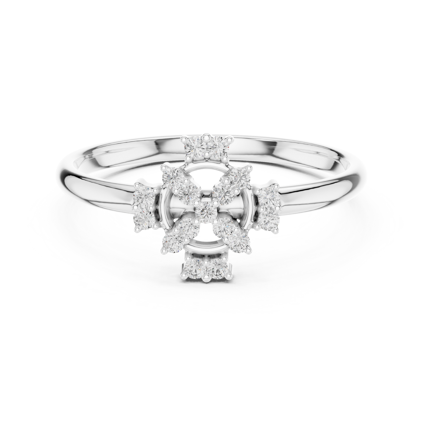 Eternal Diamond Cross Ring | Floral Cluster Symbol Design | Fine 925 Sterling Silver Faith Inspired Jewelry