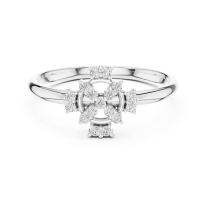 Eternal Diamond Cross Ring | Floral Cluster Symbol Design | Fine 925 Sterling Silver Faith Inspired Jewelry