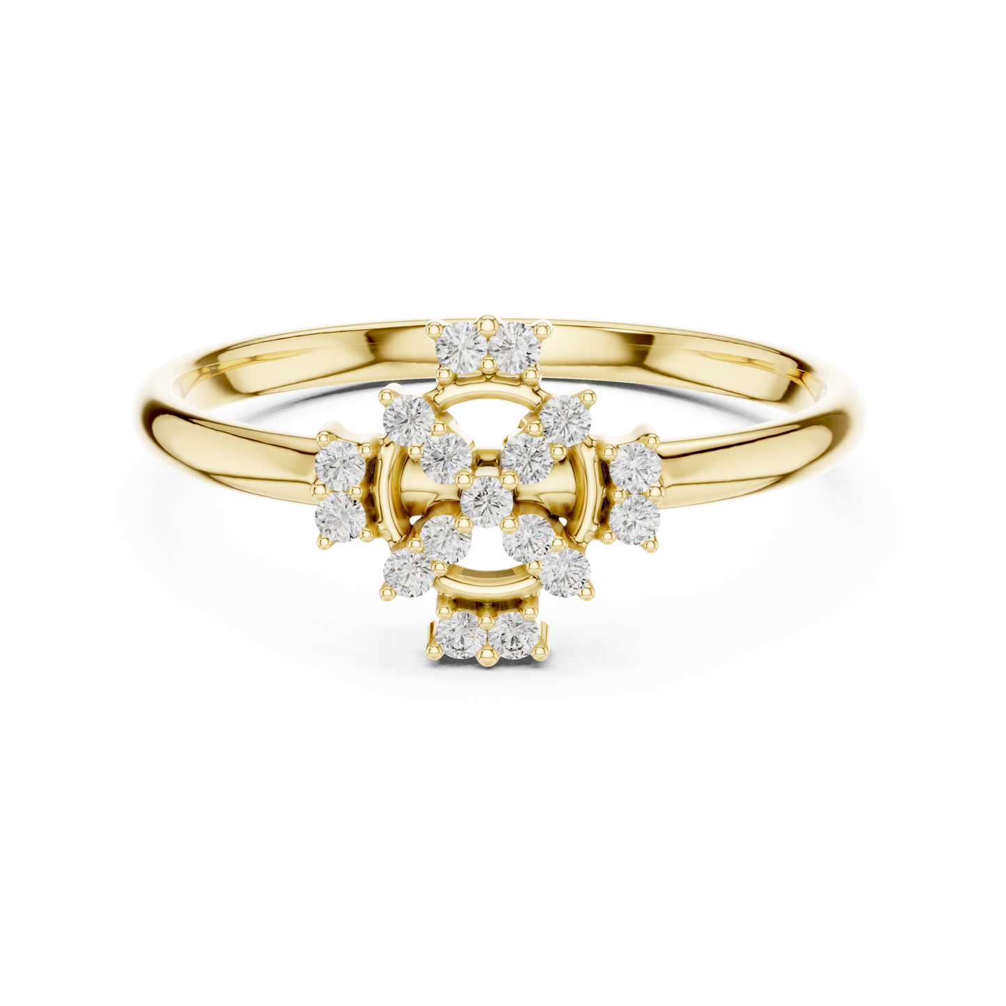 Eternal Diamond Cross Ring | Floral Cluster Symbol Design | Fine 925 Sterling Silver Faith Inspired Jewelry