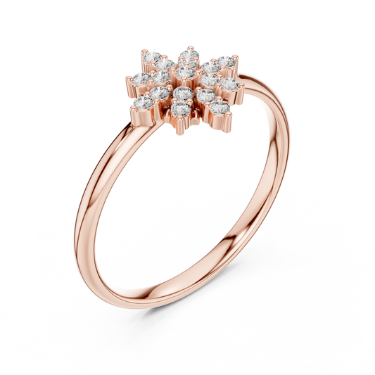Brilliant Diamond Floral - Star Cluster Ring Snow - Inspired Silver Fine Jewelry - Designer Diamond Snow - Star Cluster Ring - Floral Luxury Moissanite Diamond Statement Jewelry