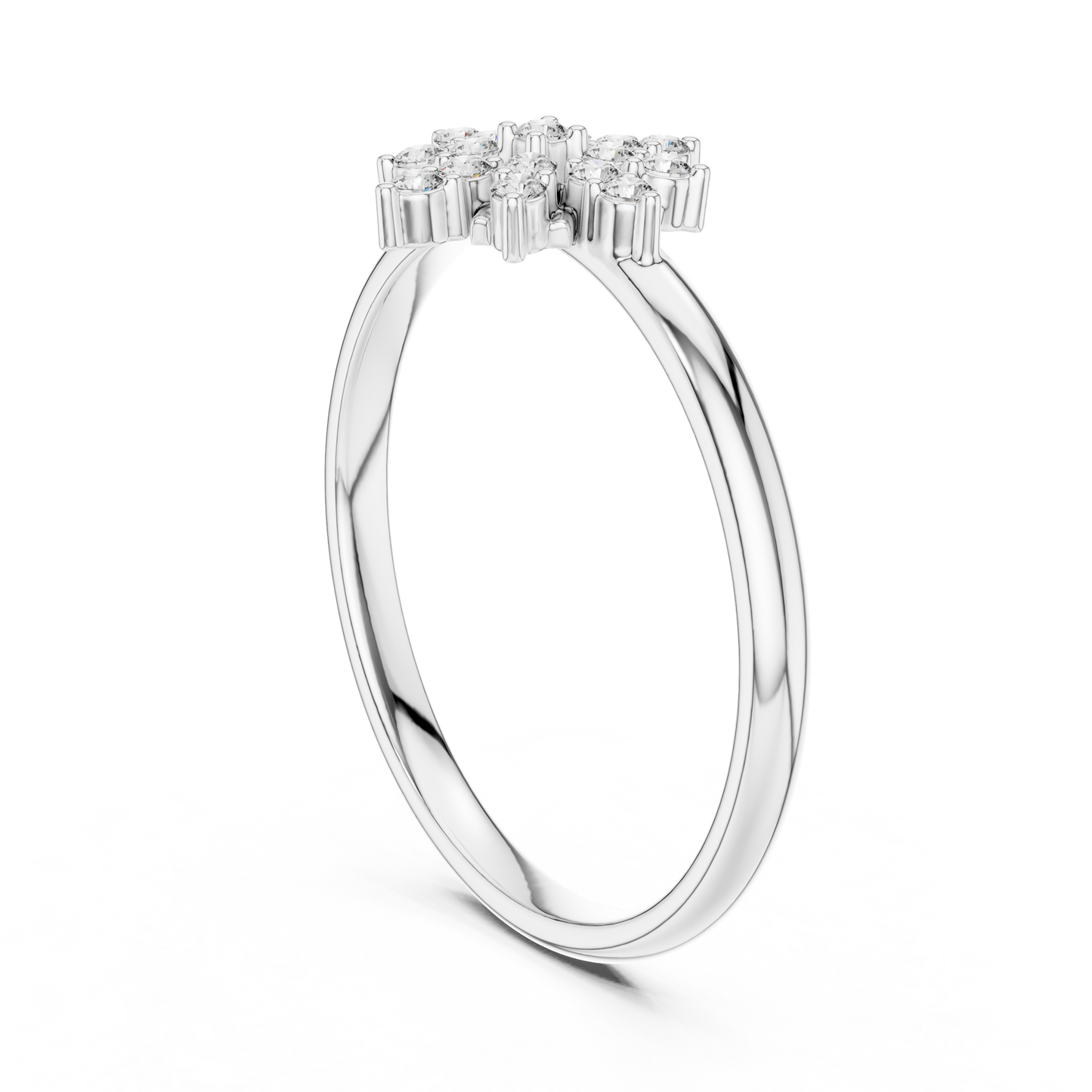 Brilliant Diamond Floral - Star Cluster Ring Snow - Inspired Silver Fine Jewelry - Designer Diamond Snow - Star Cluster Ring - Floral Luxury Moissanite Diamond Statement Jewelry