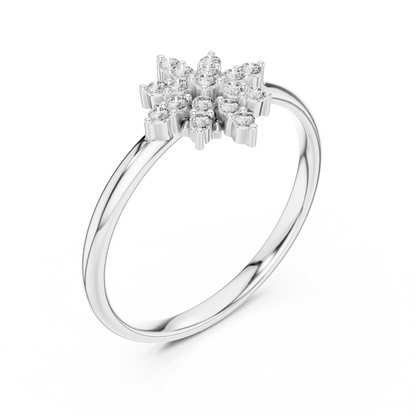 Brilliant Diamond Floral - Star Cluster Ring Snow - Inspired Silver Fine Jewelry - Designer Diamond Snow - Star Cluster Ring - Floral Luxury Moissanite Diamond Statement Jewelry