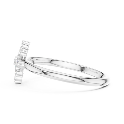 Brilliant Diamond Floral - Star Cluster Ring Snow - Inspired Silver Fine Jewelry - Designer Diamond Snow - Star Cluster Ring - Floral Luxury Moissanite Diamond Statement Jewelry