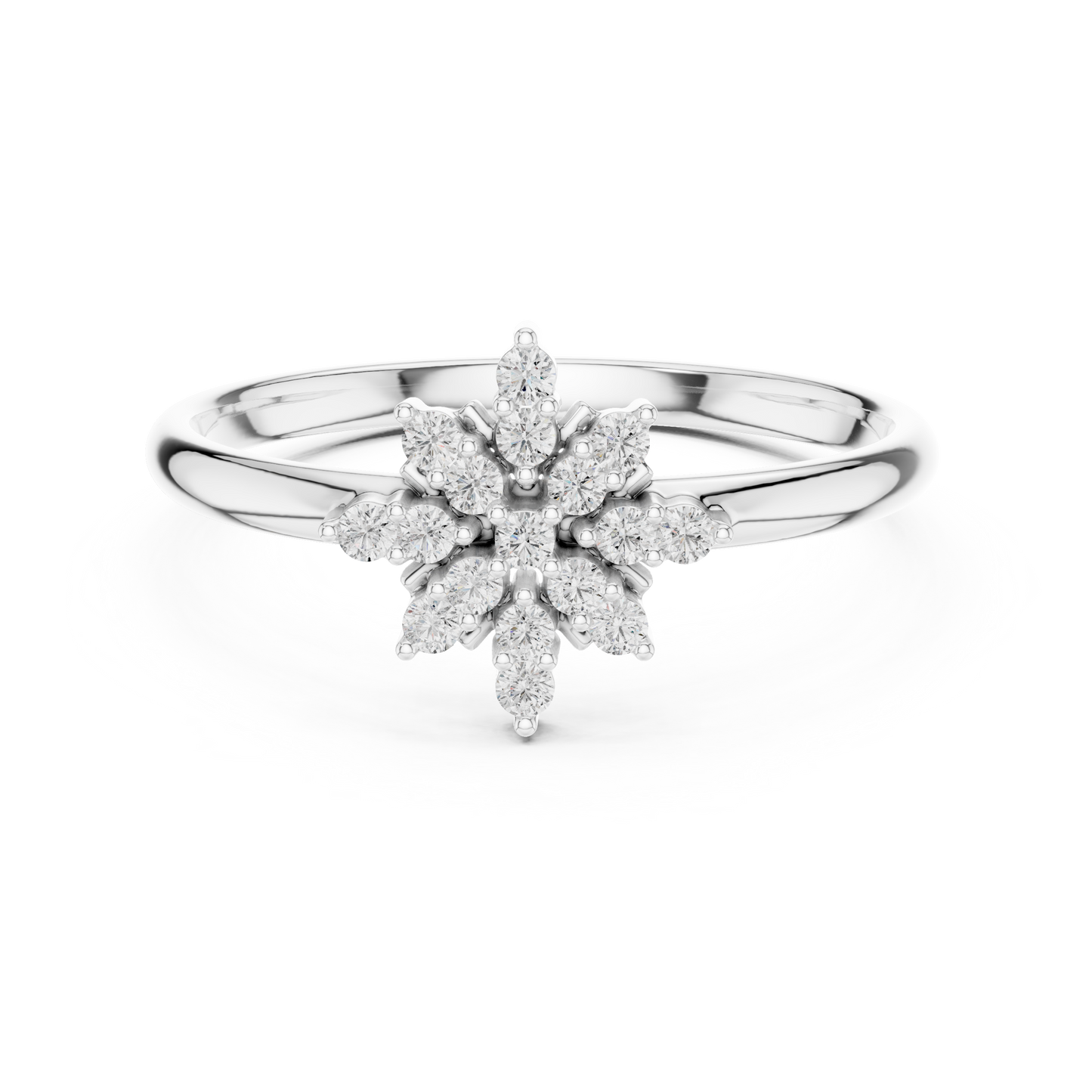 Brilliant Diamond Floral - Star Cluster Ring Snow - Inspired Silver Fine Jewelry - Designer Diamond Snow - Star Cluster Ring - Floral Luxury Moissanite Diamond Statement Jewelry