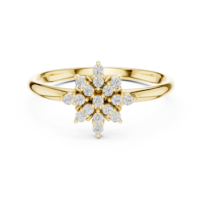 Brilliant Diamond Floral - Star Cluster Ring Snow - Inspired Silver Fine Jewelry - Designer Diamond Snow - Star Cluster Ring - Floral Luxury Moissanite Diamond Statement Jewelry