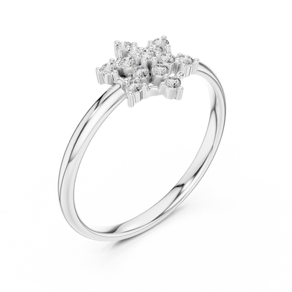 Cosmic Elegance Diamond Ring | Royal Star Flower | Fine 925 Sterling Silver Bridal Ring