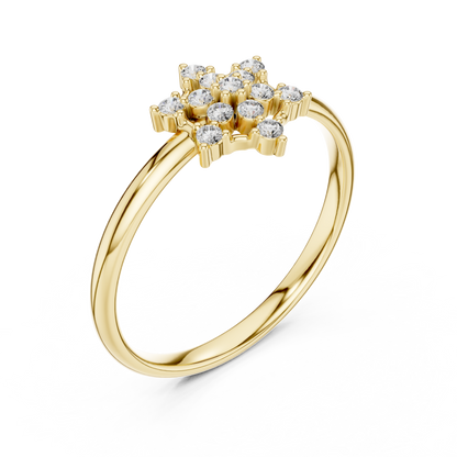 Cosmic Elegance Diamond Ring | Royal Star Flower | Fine 925 Sterling Silver Bridal Ring