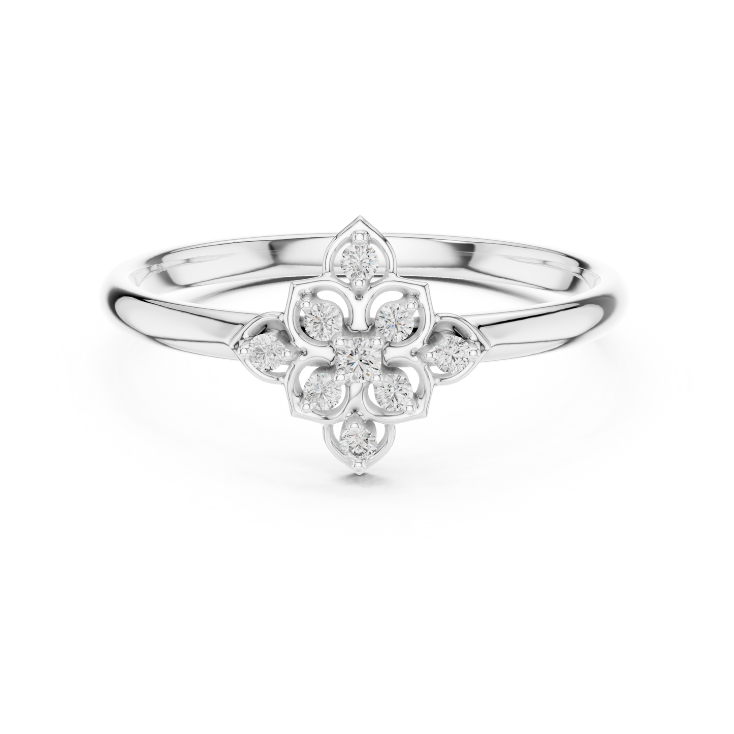 Regal Flower Diamond Ring | Ultra Luxe 925 Sterling Silver Petals | Rare Heirloom Worthy Engagement Ring