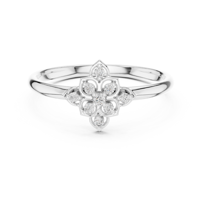 Regal Flower Diamond Ring | Ultra Luxe 925 Sterling Silver Petals | Rare Heirloom Worthy Engagement Ring