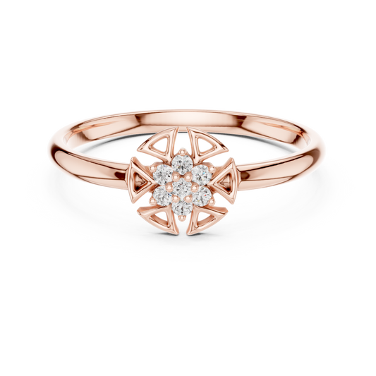 Premium Floral Diamond Ring | Designer Silver Gold Plated Jewelry Style | Sophisticated Engagement Essential